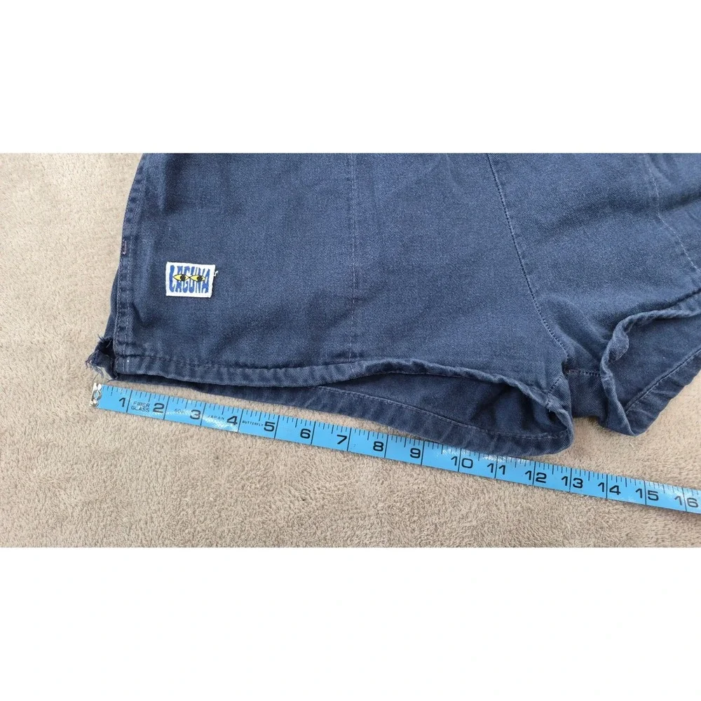 Vintage Laguna Navy Blue Cotton Shorts Elastic Waist XL Surf Beach Made in USA